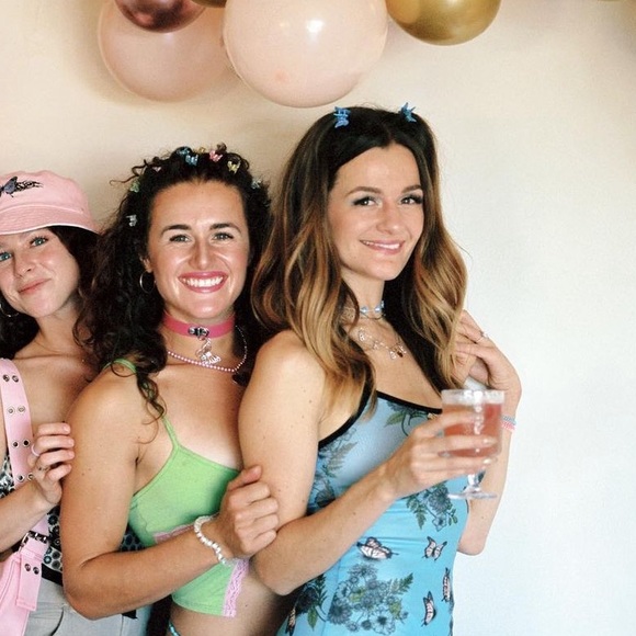 blue and black butterfly spaghetti strap mini dress - Picture 5 of 5